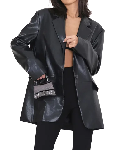 Womens Amaya Genuine Lambskin Leather Blazer