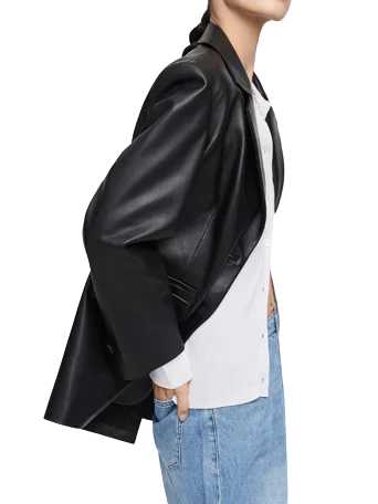 Womens Clara Genuine Lambskin Leather Blazer