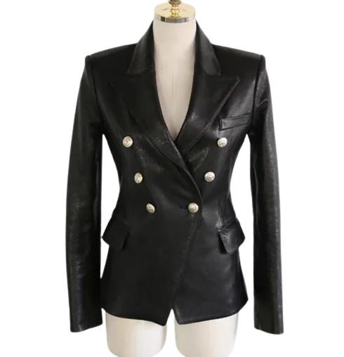 Womens Cora Genuine Lambskin Leather Blazer