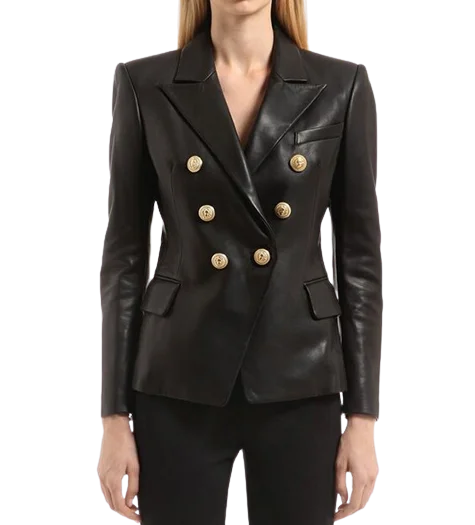 Womens Cora Genuine Lambskin Leather Blazer