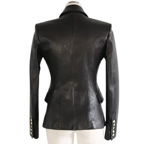 Womens Cora Genuine Lambskin Leather Blazer