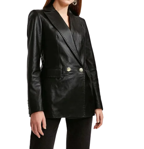 Womens Faye Genuine Lambskin Leather Blazer