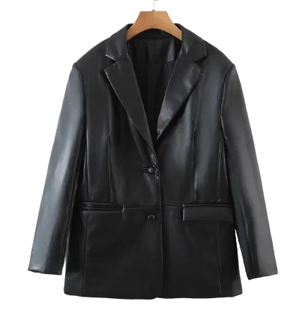 Womens June Genuine Lambskin Leather Blazer