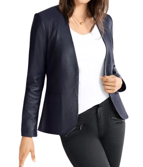 Womens Layla Genuine Lambskin Leather Blazer