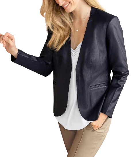 Womens Layla Genuine Lambskin Leather Blazer