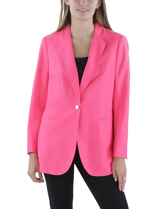 Womens Linen One-Button Blazer