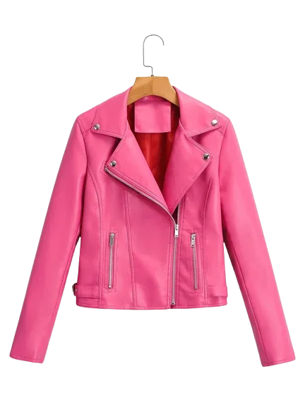 Womens Rosa Genuine Lambskin Biker Leather Jacket