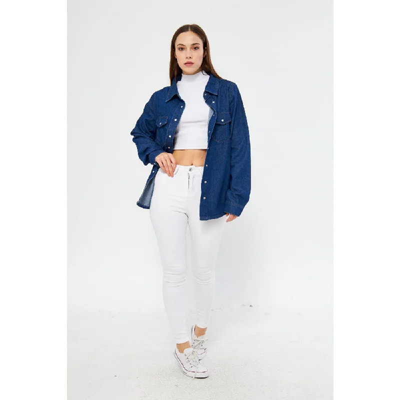 Blue Oversized Denim Shacket