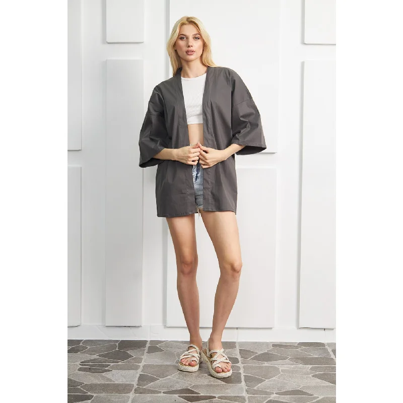 Grey Kimono Shawl Jacket