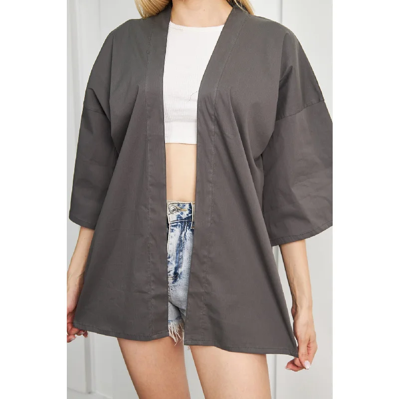 Grey Kimono Shawl Jacket