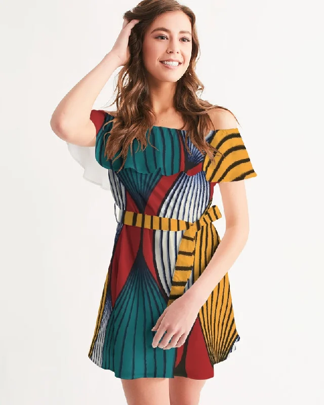 AKH African Art Dress Women's Off-Shoulder Dress