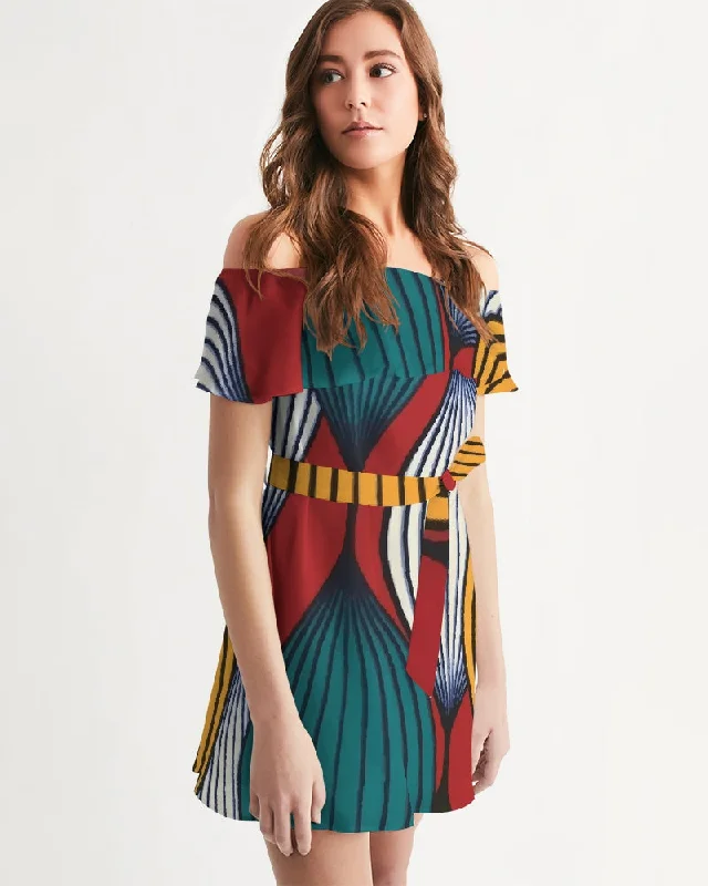 AKH African Art Dress Women's Off-Shoulder Dress