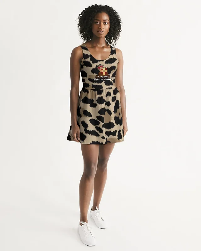 AKH Leopard Women's Scoop Neck Skater Dress