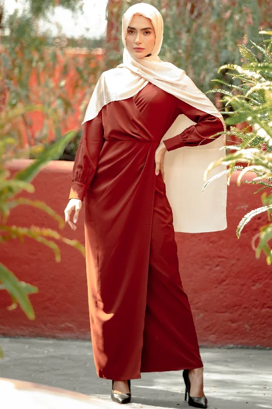 Brown Wrap Maxi Dress