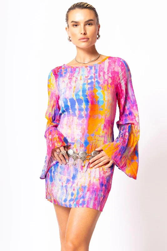 Cala Bassa Tie Tye Tunic Angel Sleeve Dress