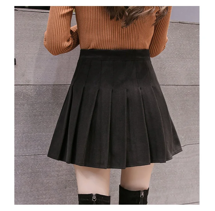 High waist woolen pleated skirt YV40873