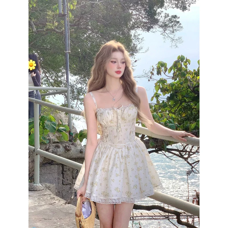 Lunivop Elegant Floral Dress Women Casual Y2k Mini Dress Even Party Beach Style Korean Fashion Clothing Vintage Sexy Outwear