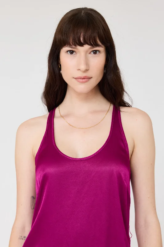 Pebble Satin Magenta Effie Tank Dress