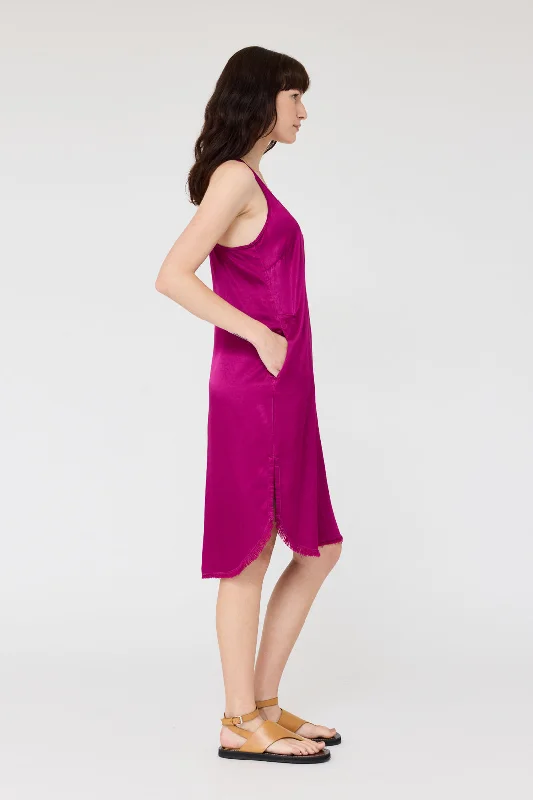 Pebble Satin Magenta Effie Tank Dress