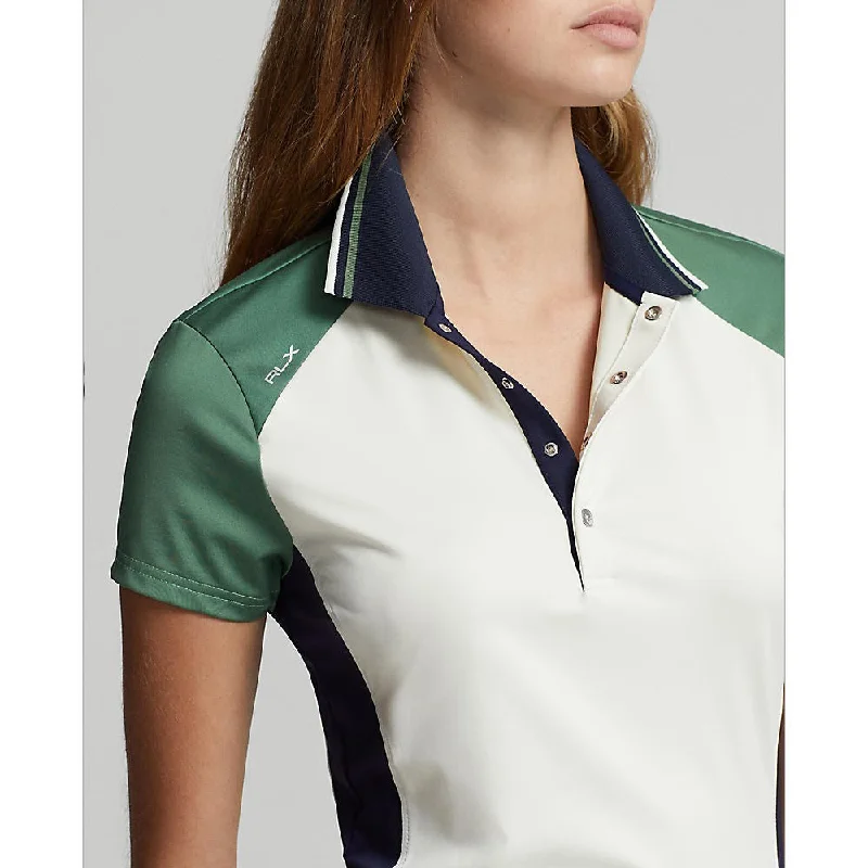 RLX Ralph Lauren Women's Colour Blocked Stretch Polo Golf Dress - Chic Cream/Fatigue Multi