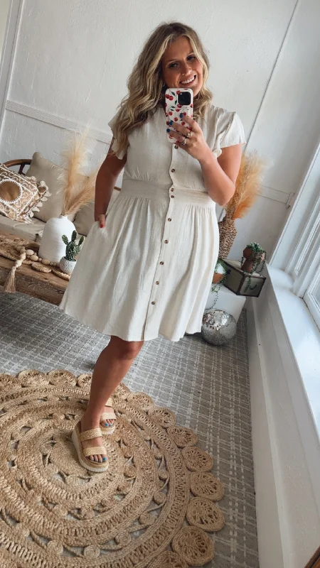 Button Up Dress, Natural