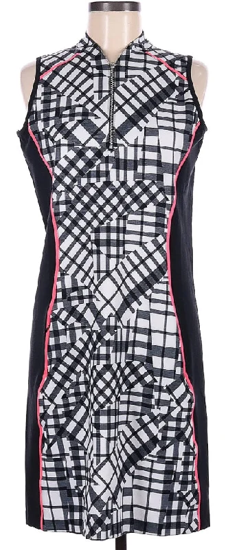 Women's Tail Black & White Plaid Sleeveless Golf Dress with Pink Accents MSP$98