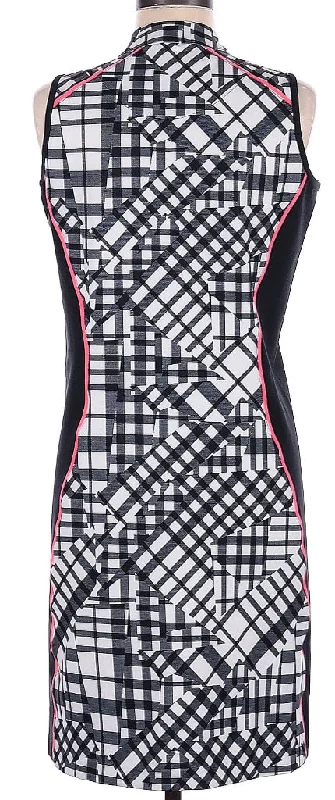 Women's Tail Black & White Plaid Sleeveless Golf Dress with Pink Accents MSP$98