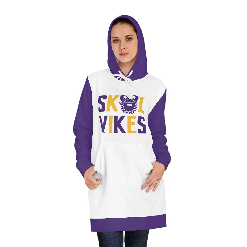 Hoodie Dress - White/Purple - Vikes