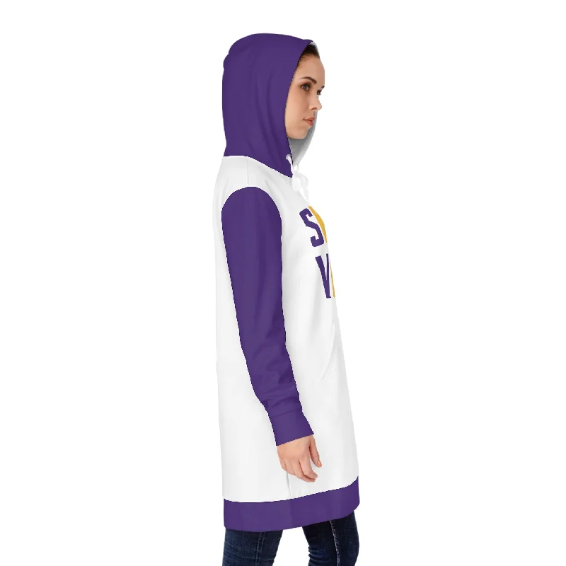 Hoodie Dress - White/Purple - Vikes