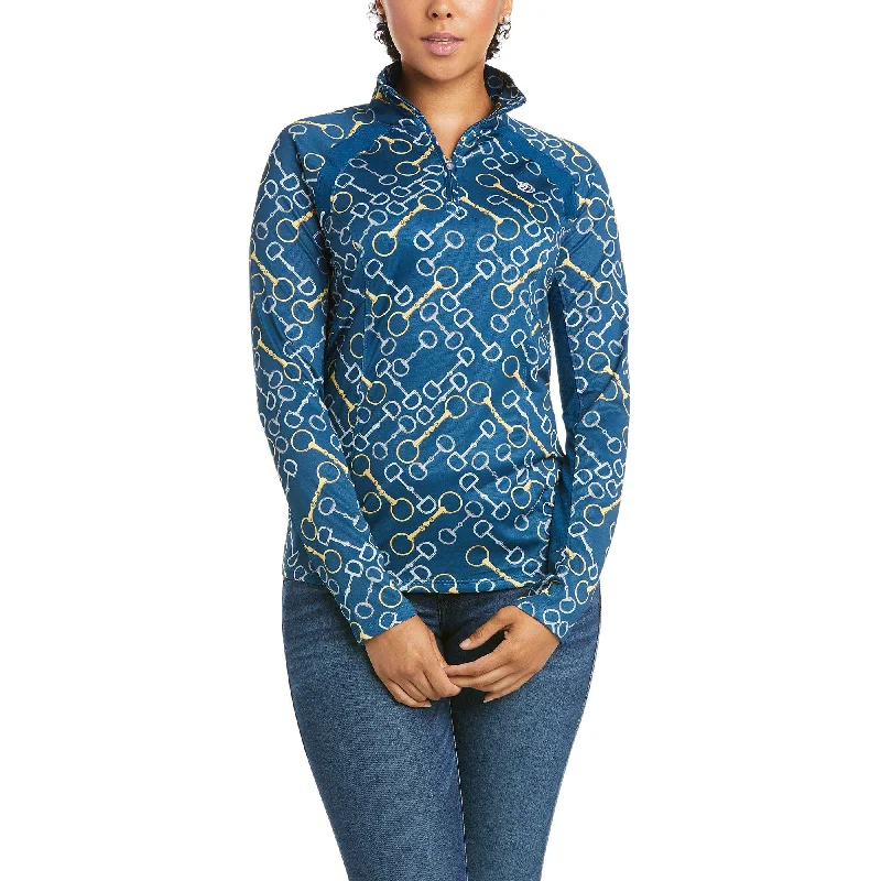 10034981 Ariat Women's Sunstopper 2.0 1/4 Zip Blue Opal Bits