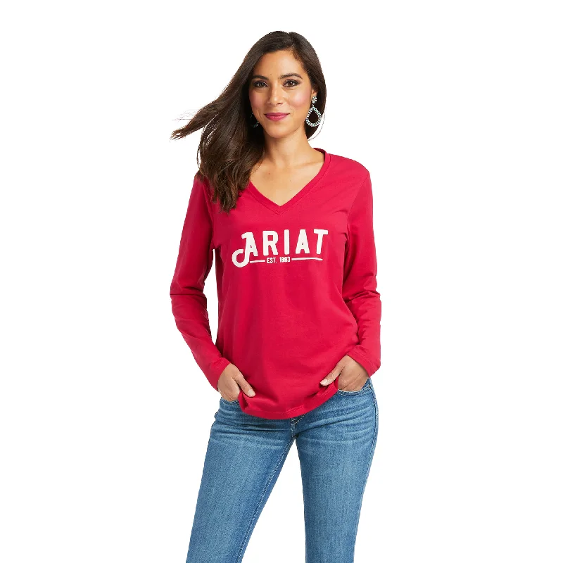 10037588 Ariat Women's Real Logo LS Tee Persian Red