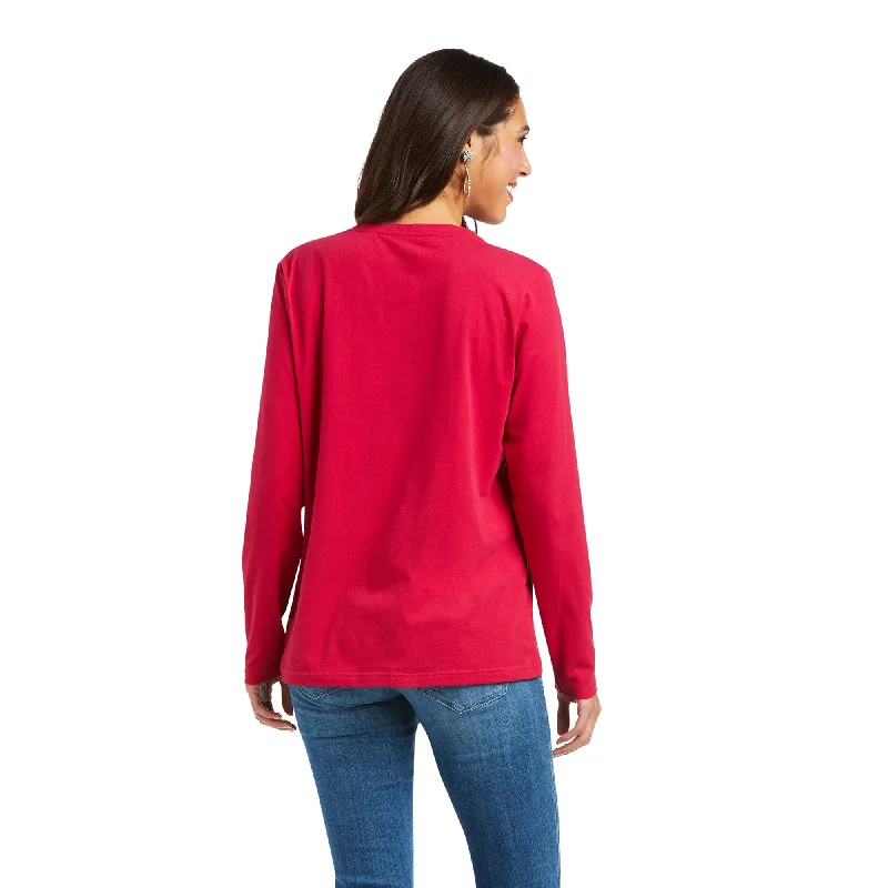 10037588 Ariat Women's Real Logo LS Tee Persian Red