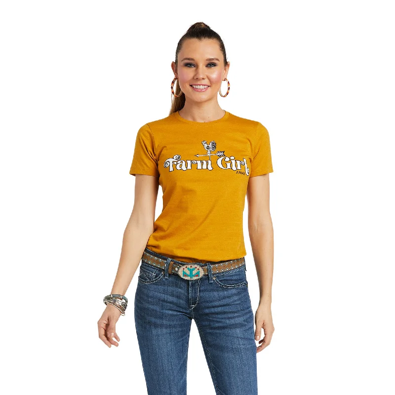 10038633 Ariat Women's Farm Girl Tee Buckhorn Heather