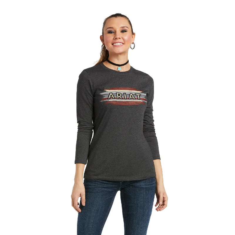 10038637 Ariat Women's Serape LS Tee Charcoal Heather