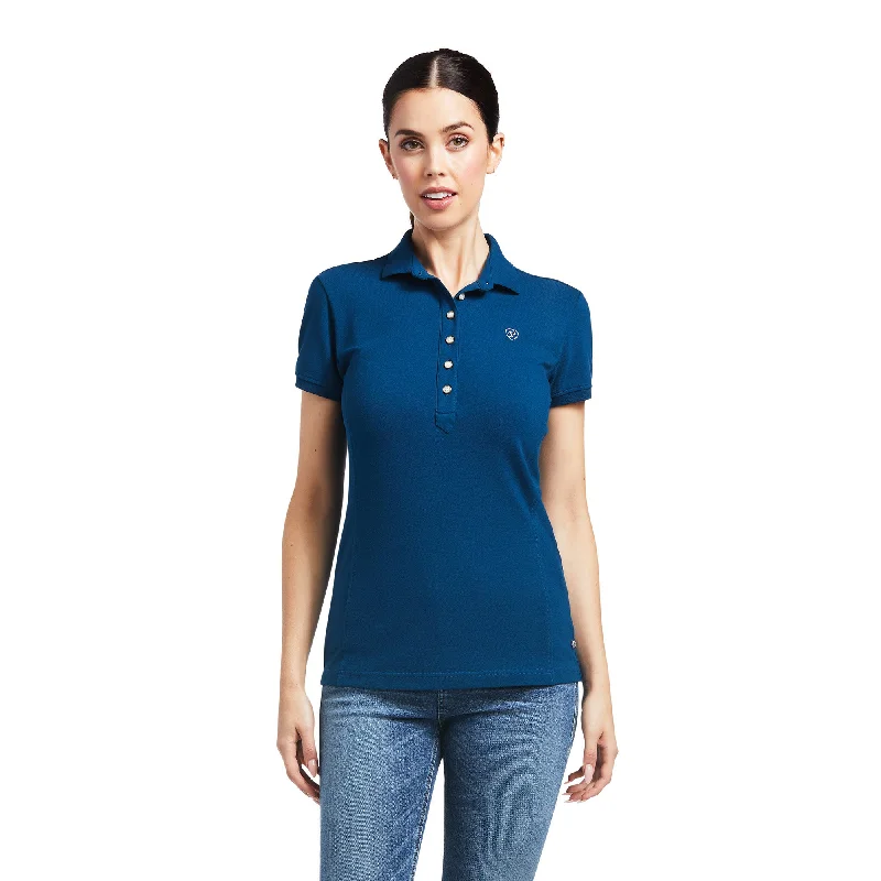 10039471 Ariat Women's Prix 2.0 SS Polo Blue Opal