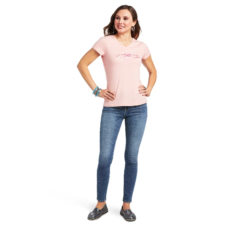 10039788 Ariat Wms Real Logo Script Fit Tee Pink