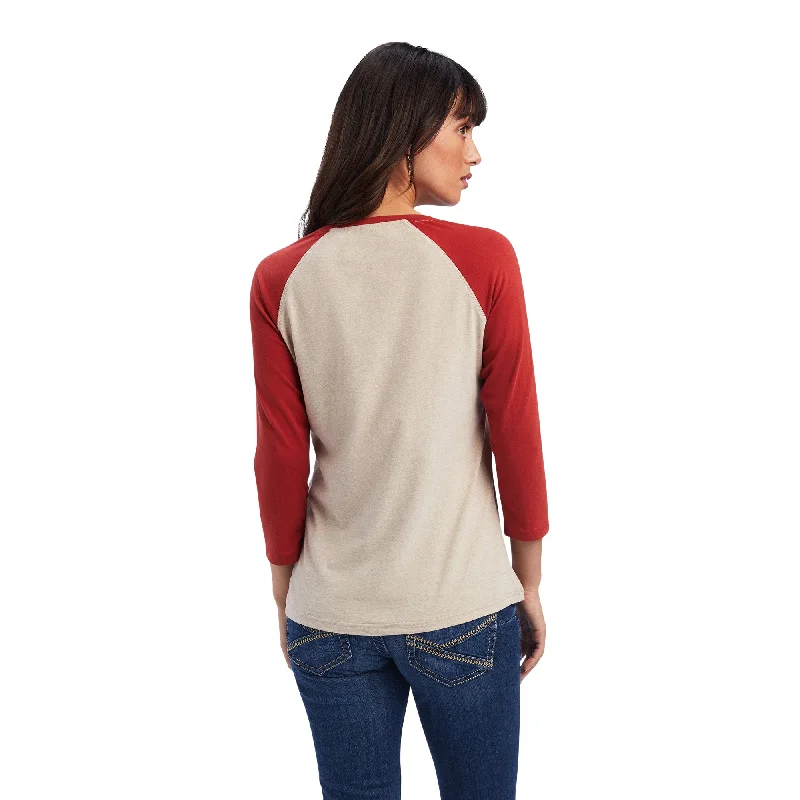 10041294 Ariat Women's REAL Sunrise Classic 3/4 Sleeve Shirt Oatmeal Heather