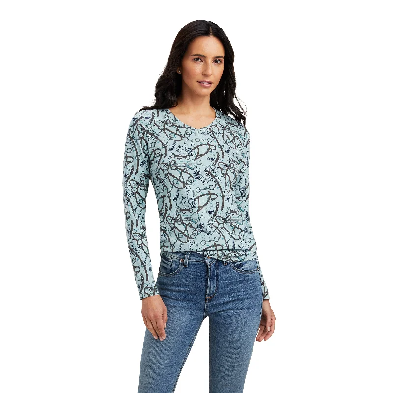 10041368 Ariat Wms LS Melange Print Surf Blue