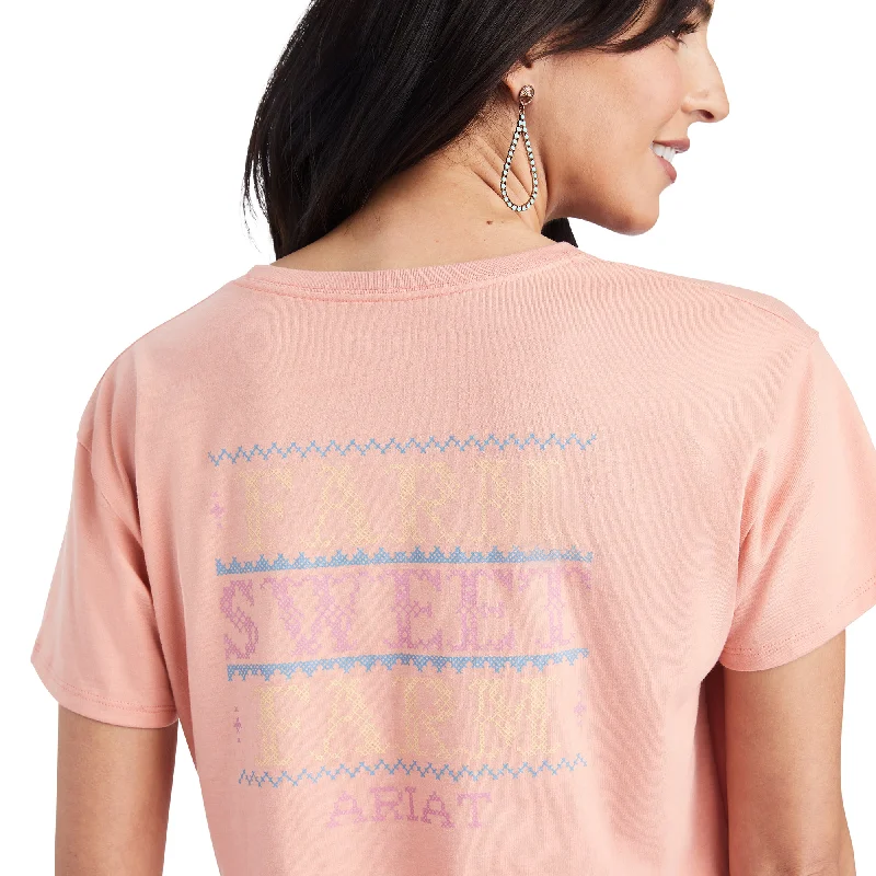 10042717 Ariat Wms Cross Stitch SS Tee Heather