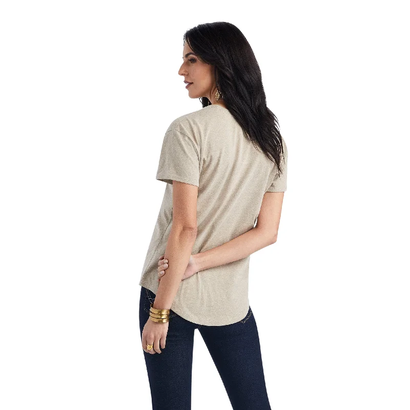 10042718 Ariat Wms Blanket Skull Tee Oatmeal