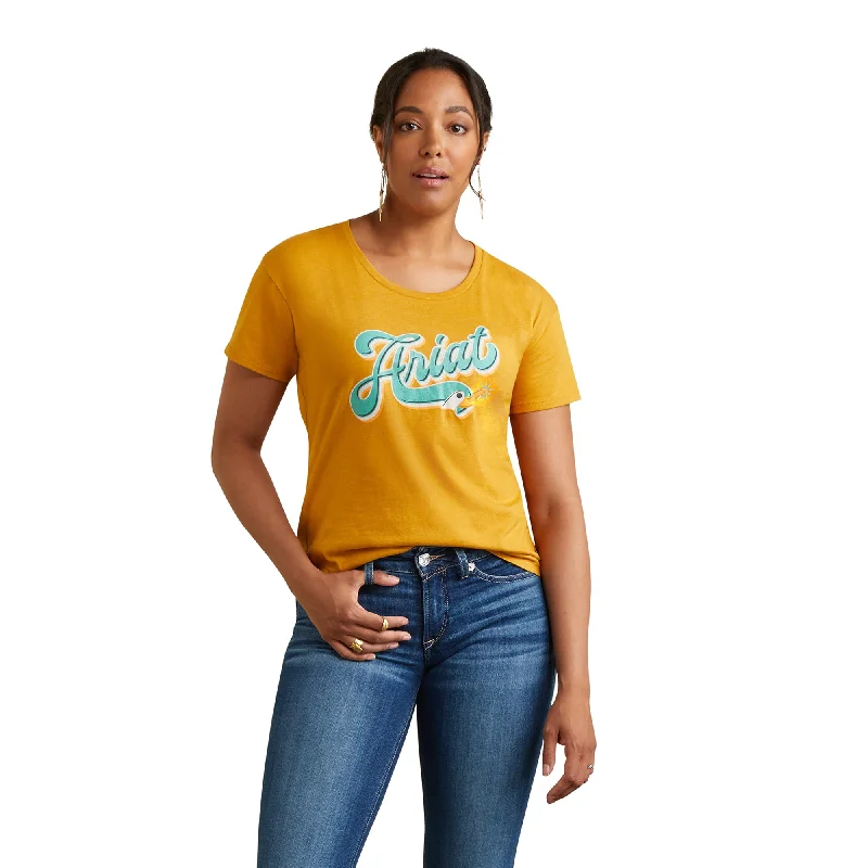 10042790 Ariat Wms Spur Script SS T-Shirt Buckhorn Heather