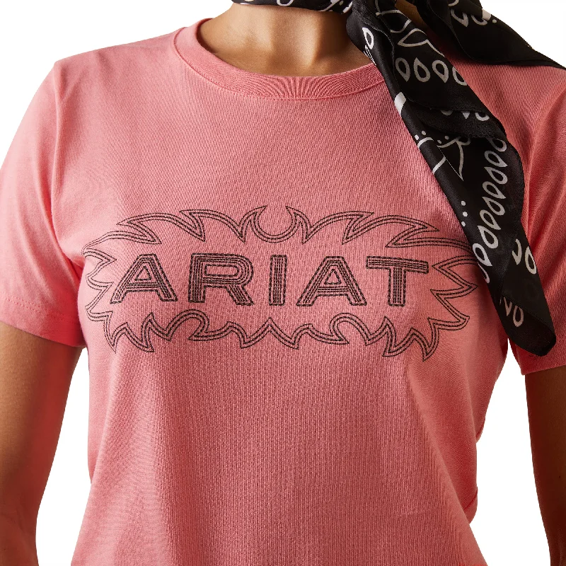 10044604 Ariat Wms Stitch SS Tee Pink Heather