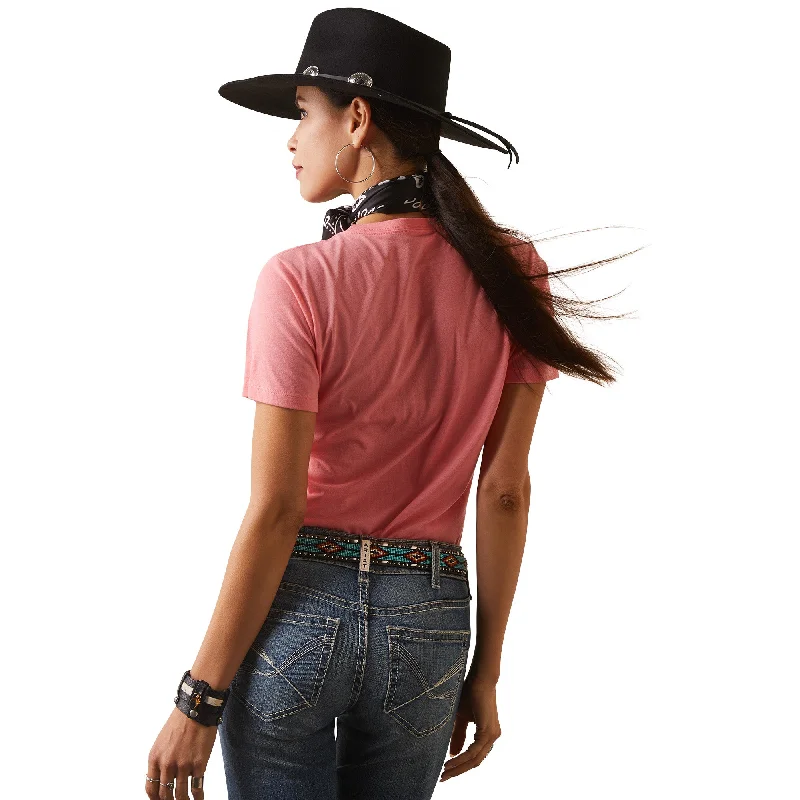 10044604 Ariat Wms Stitch SS Tee Pink Heather