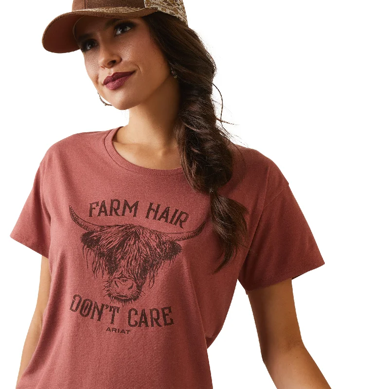 10044613 Ariat Wms Farm Hair SS Tee Clay Heather