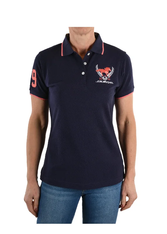 B1S2507096 Bullzye Women's Heritage Polo Navy/Coral