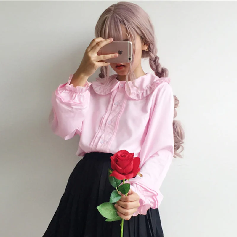 Japanese kawaii shirt + plaid pleated skirt yv40573