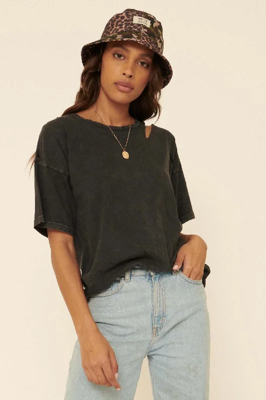 Less Is More Distressed Vintage-Washed Tee