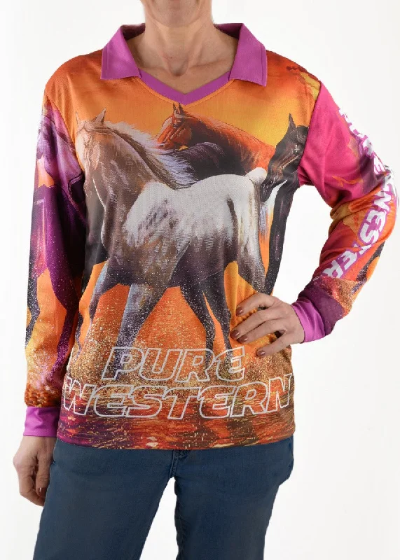 P1S2504621 Pure Western Women's Sunset Ride L/S