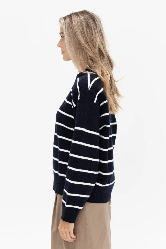 Sportif Sweatshirt, Navy & Cream