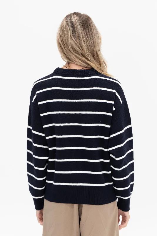 Sportif Sweatshirt, Navy & Cream